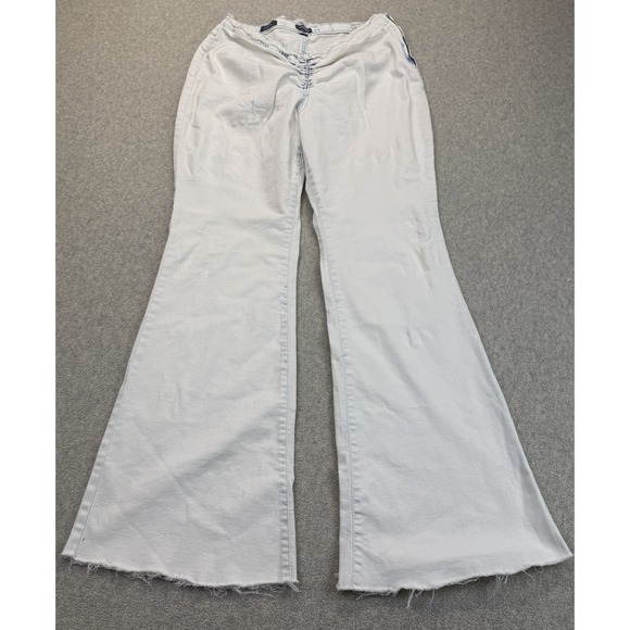wild fable Denim - Wild Fable Womens 10 Low Rise Flare Jeans White Light Wash Raw Hem Y2K